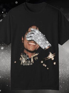 Michael Jackson Shirt - King Of Pop Sparkly Glove Smile Graphic Tee